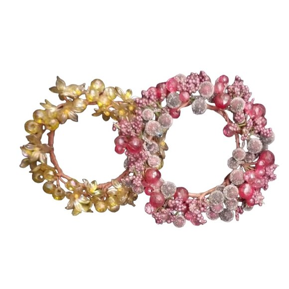 Set of 2 Candle Holder Base Decor Wreath Wraps Vintage - Picture 2 of 7